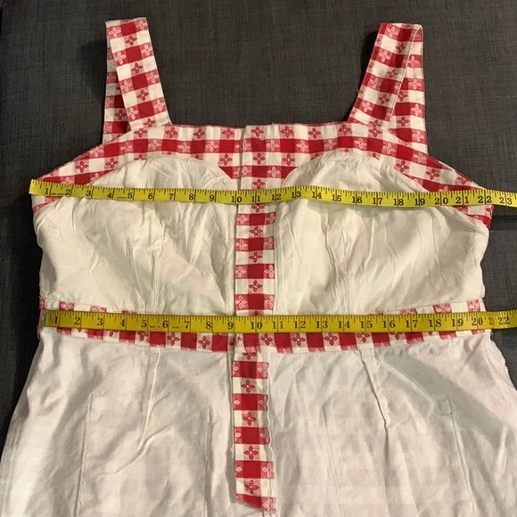 Rachel Antonoff Daisy Gingham Romper Red White Size 4 Picnic Checkered Vacation - Picture 16 of 16